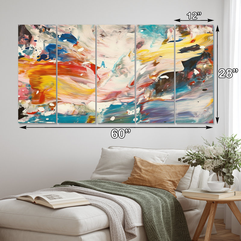 Contemporary Contemporary Abstract Expressionism IV - Décoration murale abstraite - 5 panneaux égaux