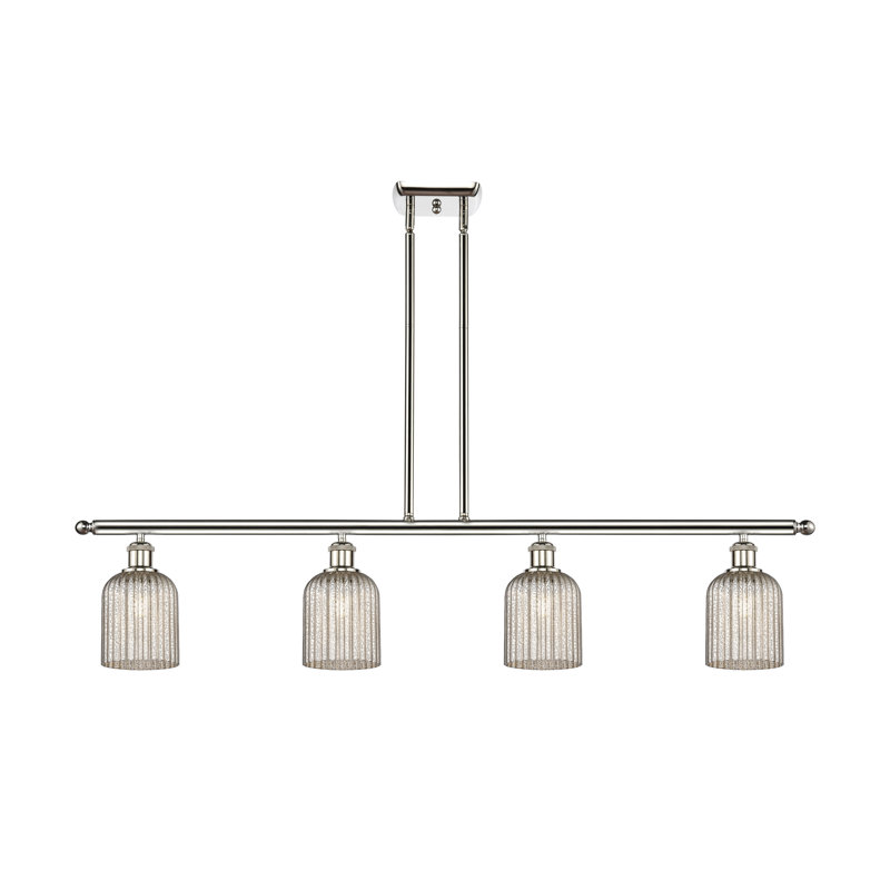 Luminaire suspendu pour îlot de cuisine 4 lumières Fiennes, Nickel poli, Mercure