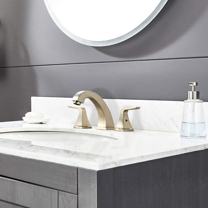 8" Widespread Bathroom Faucet With 2 Handles, Brushed Golden, Pop Up Drain, Classic Look Elegant 2 Sink Faucet, Widespread, Graceful Design