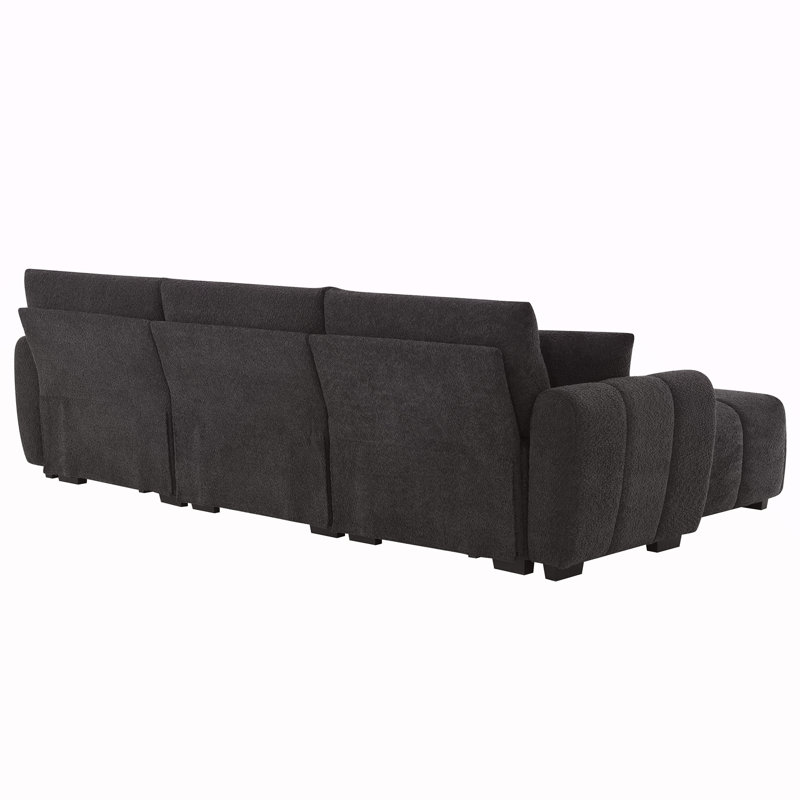 110 Inch Modular Sectional Sofa With Extra-Large Seat, Movable Ottoman, High Density Foam, Free Combination, Sturdy Metal&Wood Frame, Boucle Fabric, Available In 3 Colors