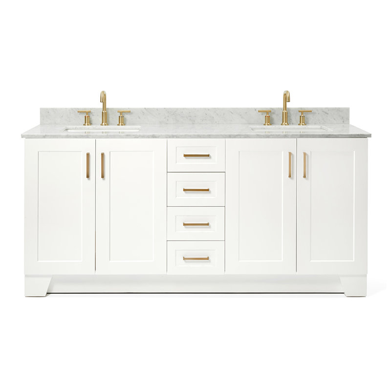 ARIEL TAYLOR 73 IN DOUBLE RECTANGLE SINK VANITY 2, White, Rectangular, 73"
