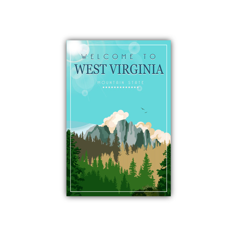West Virginia Retro Style State Travel Poster, Vintage Unframed Print, Home and Office Wall Art Trinx Size: 14 H x 11 W x 0.35 D