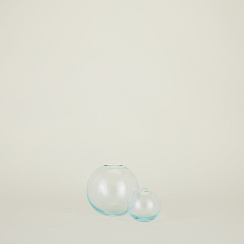 Small Sky Blue Hand-Blown Glass Sphere Vase