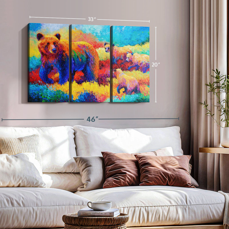 «Grizz Family», reproduction sur toile, H 20 po x l 33 po x P 1,25 po