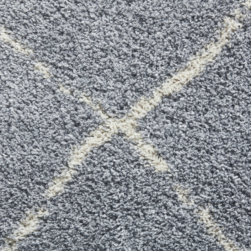 Raci G257 Grey/Cream Machine Made Shaggy Area Rug, Rectangle 80 x 150cm