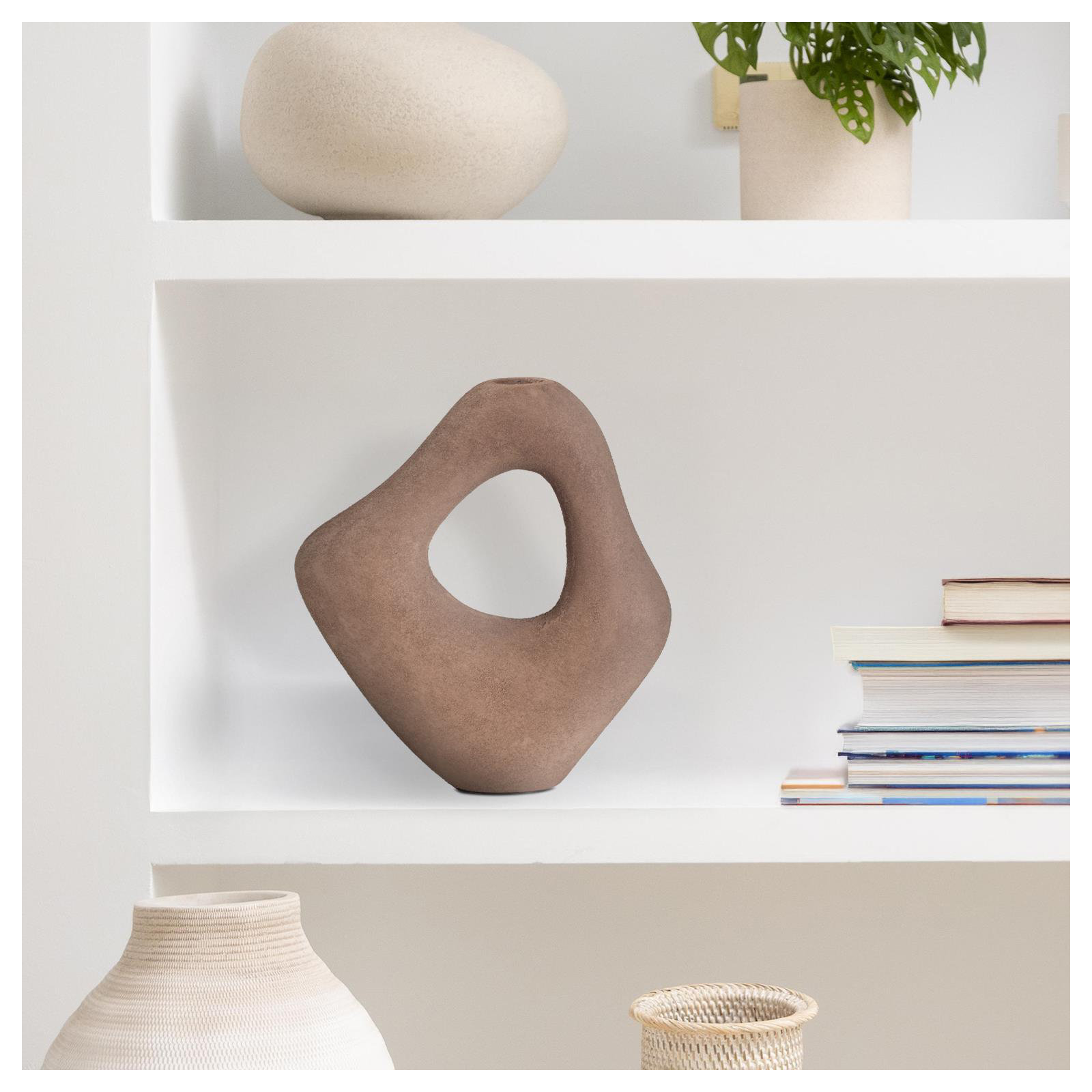 Saar Abstract Desert Sand Vase, Brown