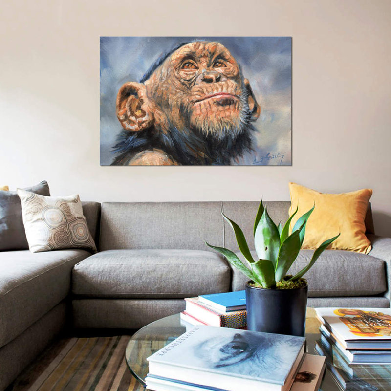 « chimp », impression sur toile, H 8 po x l 12 po x P 0,75 po, Pas de tapis, Toile tendue