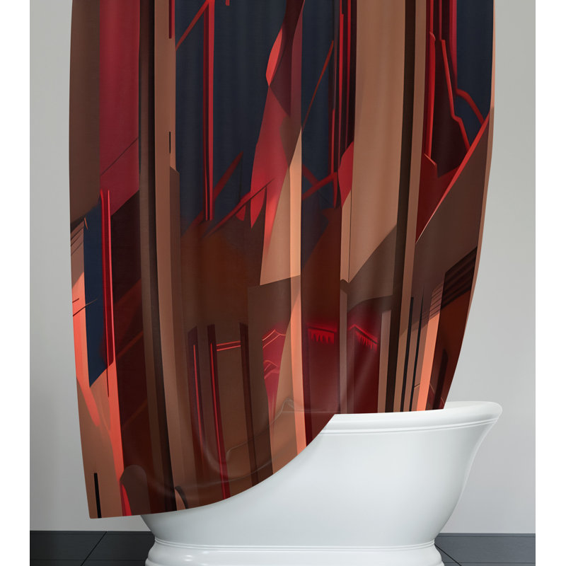 Rideau de douche abstrait Rostam, H 93 po x l 70 po