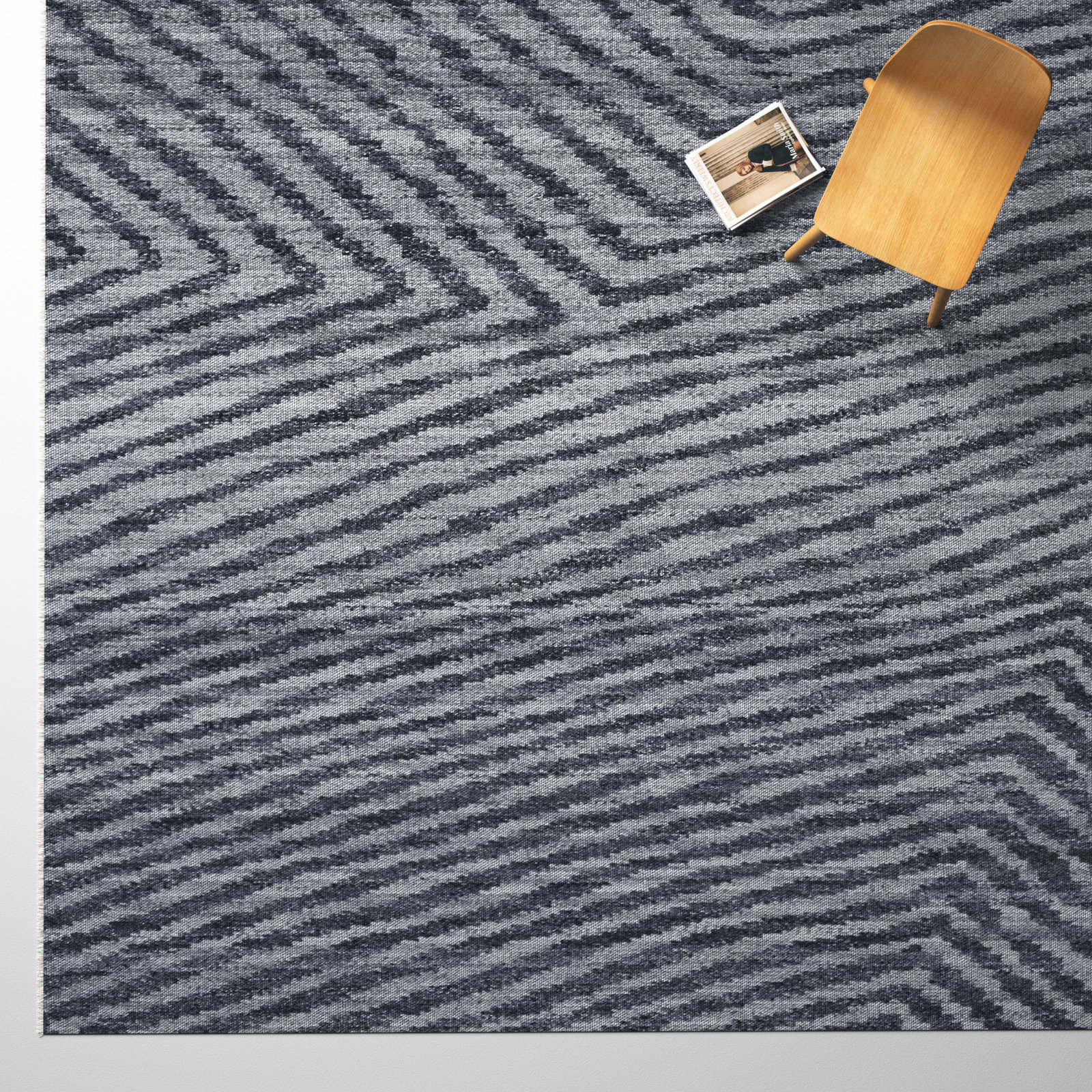 Ethos Gray Hand-Knotted Striped Wool Rug, Rectangle 8' x 10'