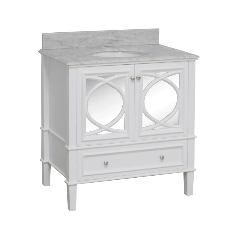 Brendale 36'' Single Bathroom Vanity with Carrara Marble Top, White