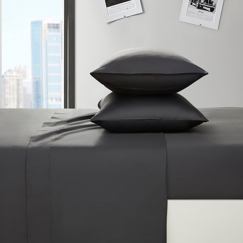 Ensemble de draps en satin 100 % coton d'une contexture de 400 fils, Frêne, Simple