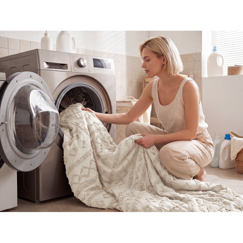 Ensemble d'édredon en microfibre toutes saisons, Édredon pour grand lit + 2 taies décoratives, Beige
