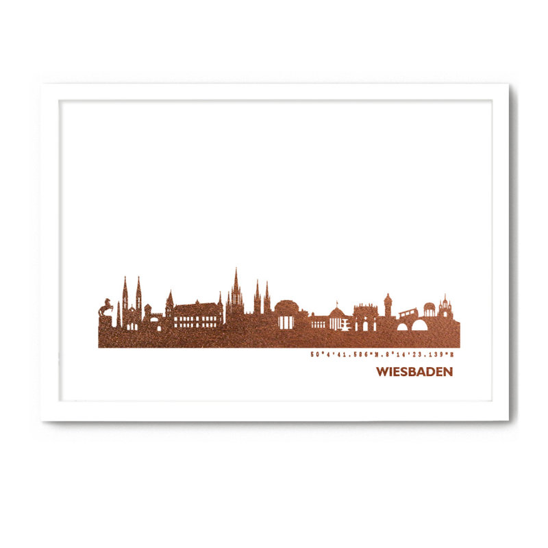 Wiesbaden Wiesbaden Skyline - Single Picture Frame Print, 33cm H x 43cm W x 4cm D
