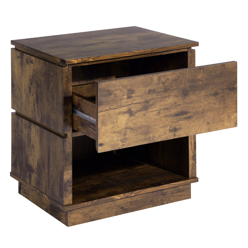 Table de chevet, tiroir de rangement et tablette ouverte