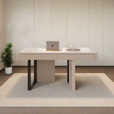 Granite tabletop desk rounded corners storage draw