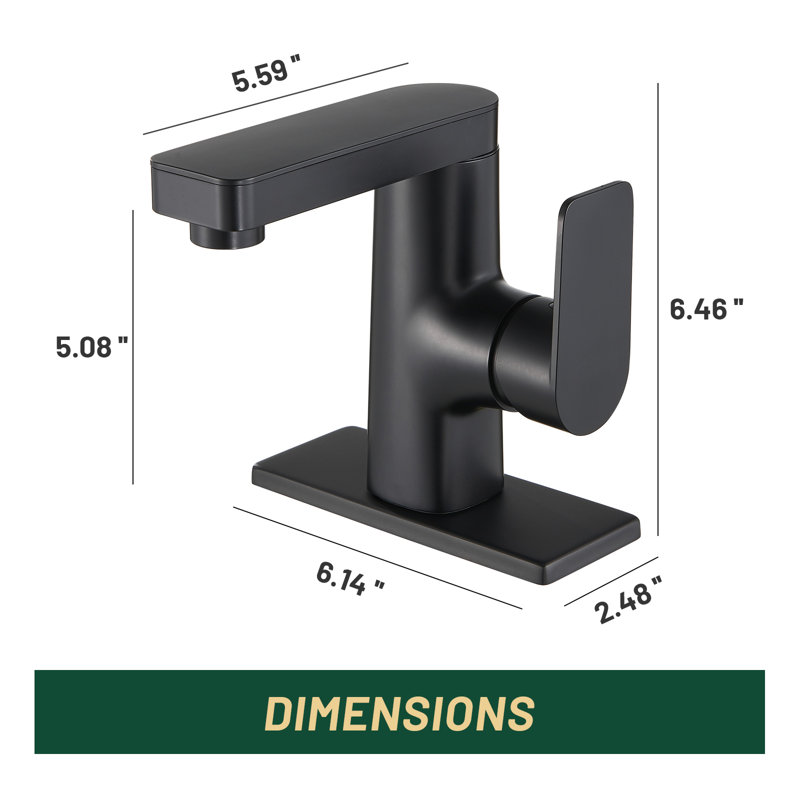 Single Handle Single Hole Bathroom Sink Faucet with Deck Plate, Matte Black