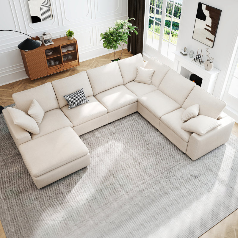 Canapé modulaire surdimensionné à 7 places Latitude Run Latitude Run, Chenille beige