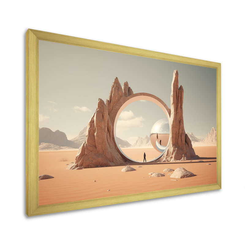 Art mural surréalisme, Cadre doré à coins fermés, H 16 po x l 32 po x P 1 po