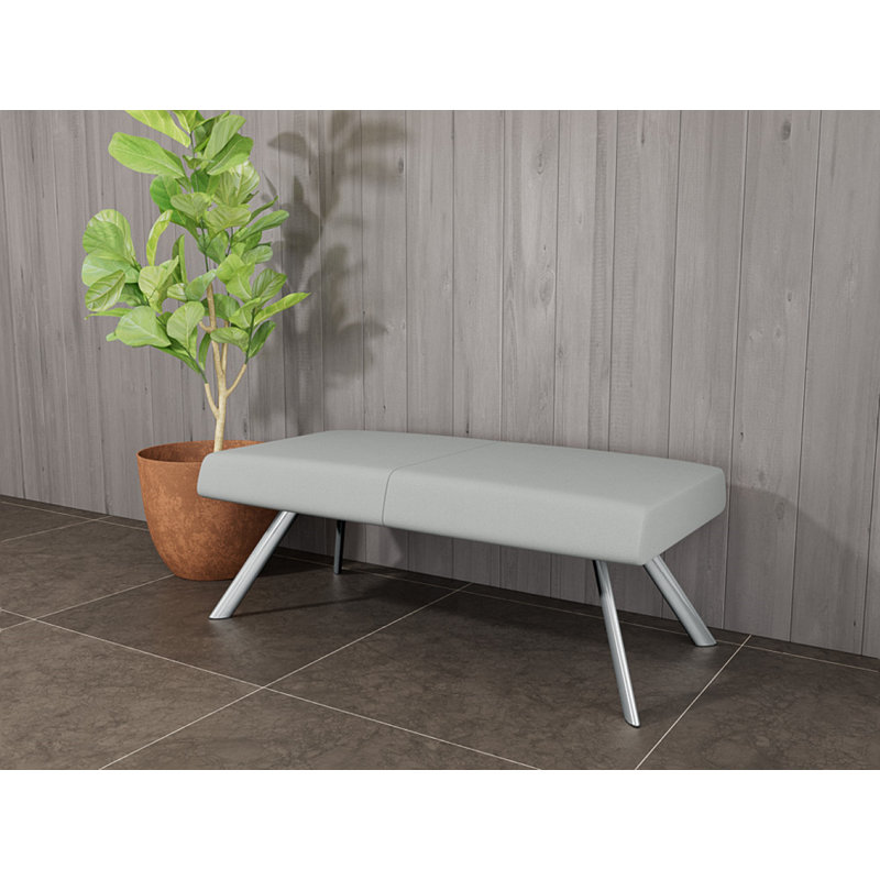 Willow Lounge Reception 2 Seat Bench Steel Legs, Chrome, Open House Asteroid - Solid Fabric