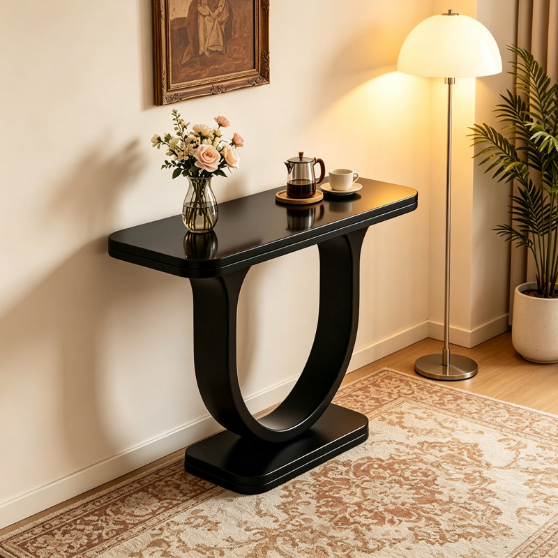 Console Minimalist, H 33,46 po x l 35,43 po x P 9,06 po, Noir, Noir, Noir