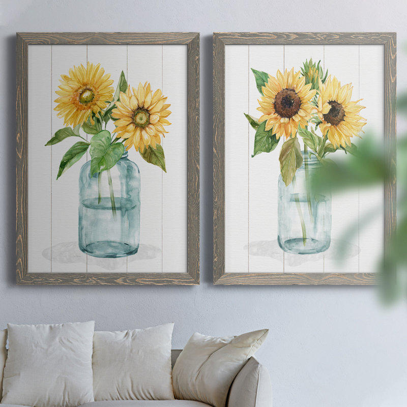 Sunny Day I - Ensemble de 2 peintures sur toiles encadrées, H 24 po x l 36 po x P 1,5 po, Gris