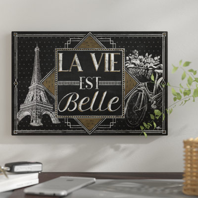 'Vive Paris II' Textual Art on Wrapped Canvas