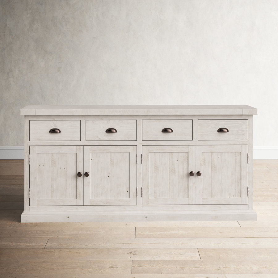 Kinston 74" Wide 4 Drawer Pine Wood Sideboard
