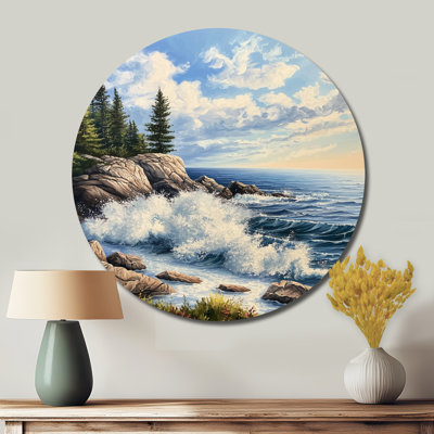 Coastal Serenity Maine - art mural côtier en métal, impression sur lac