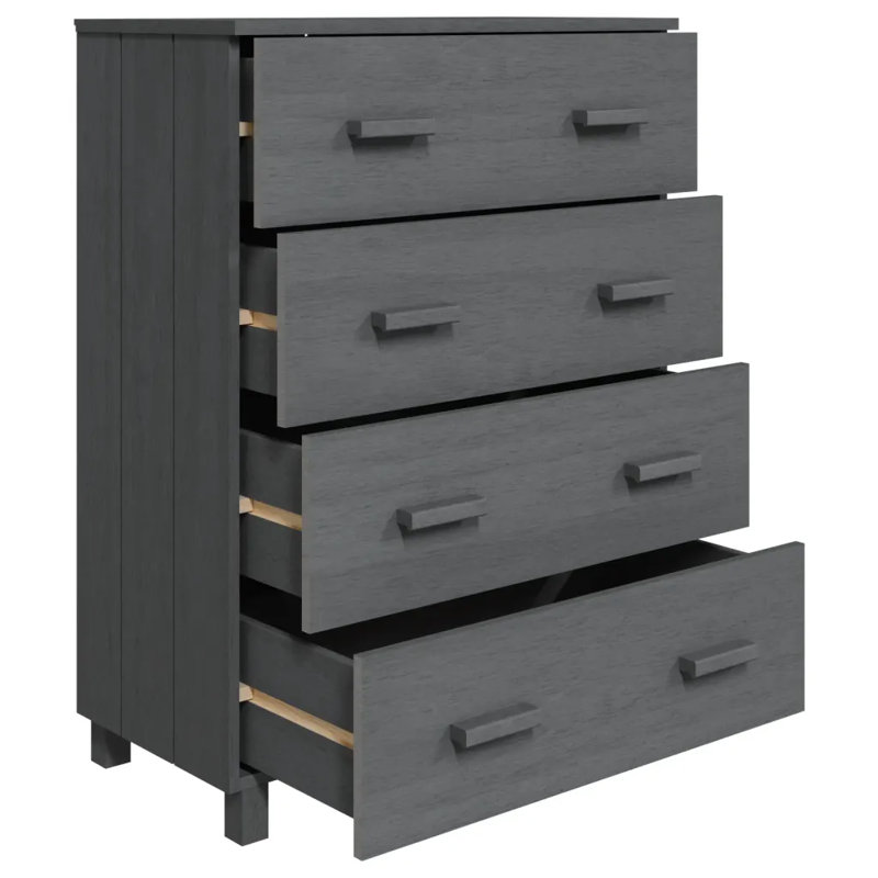 Ebern Designs Solid Pine Wood Sideboard, Dark Grey