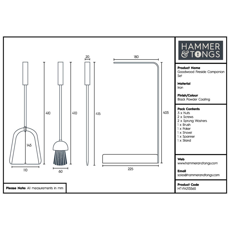 Hammer & Tongs - Goodwood Fireside Companion -Black