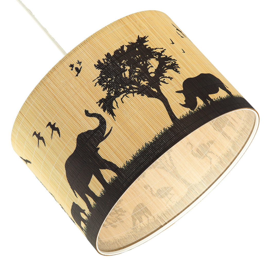 20cm H Bamboo Drum Lamp Shade ( No Direct Attachment Method ) in Black