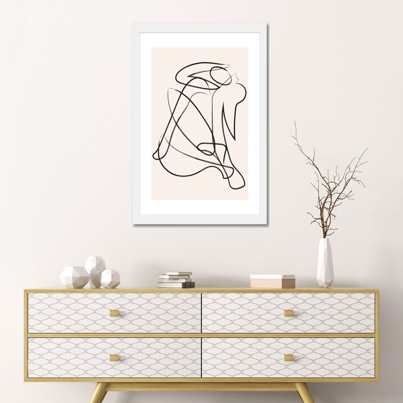« Déconstruit silhouette Natural » par Mambo art studio-impression, H 24 po x l 16 po x P 1 po, Blanc, Papier encadré blanc