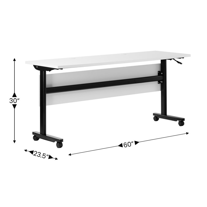 Commercial Nesting Flip Training Table With Steel Frame And T-Legs, White, Black