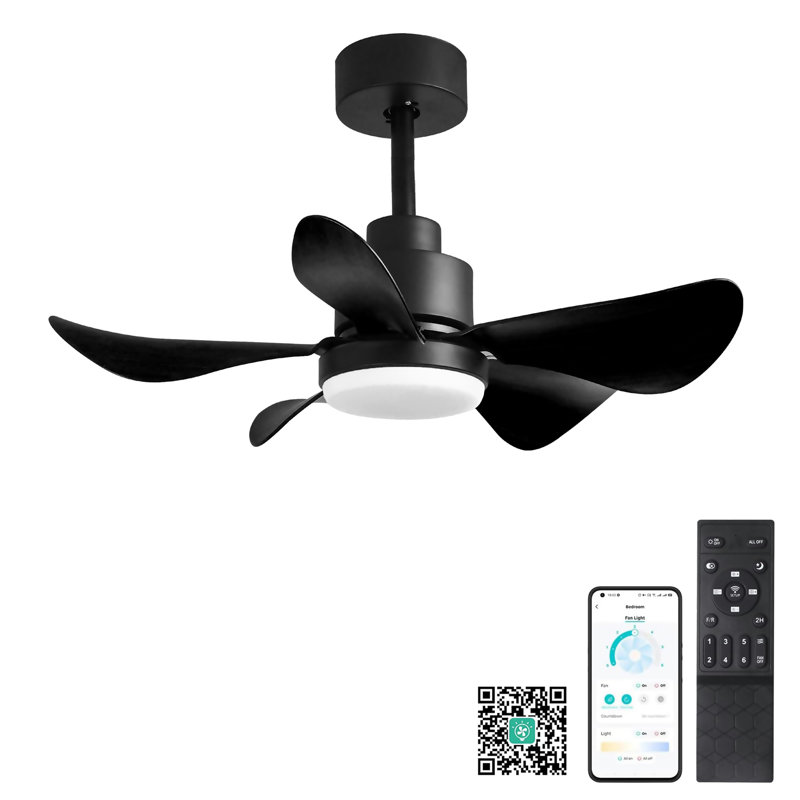 Ventilateurs de plafond 28 'avec lumières et télécommande / APP, ventilateurs de plafond à profil bas avec 5 pales réversibles 3 couleurs à intensité variable 6 vitesses pour la cuisine de la chambre à coucher
