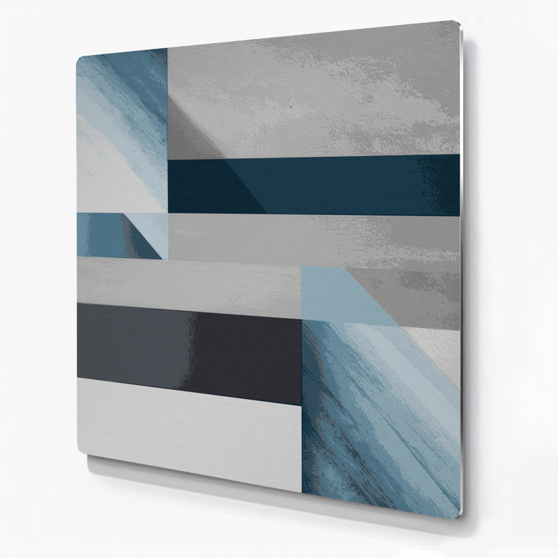 Minimalisme 44, art mural en métal bleu