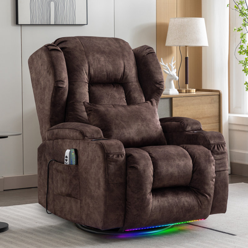 Upholstered Power Recliner, Brown