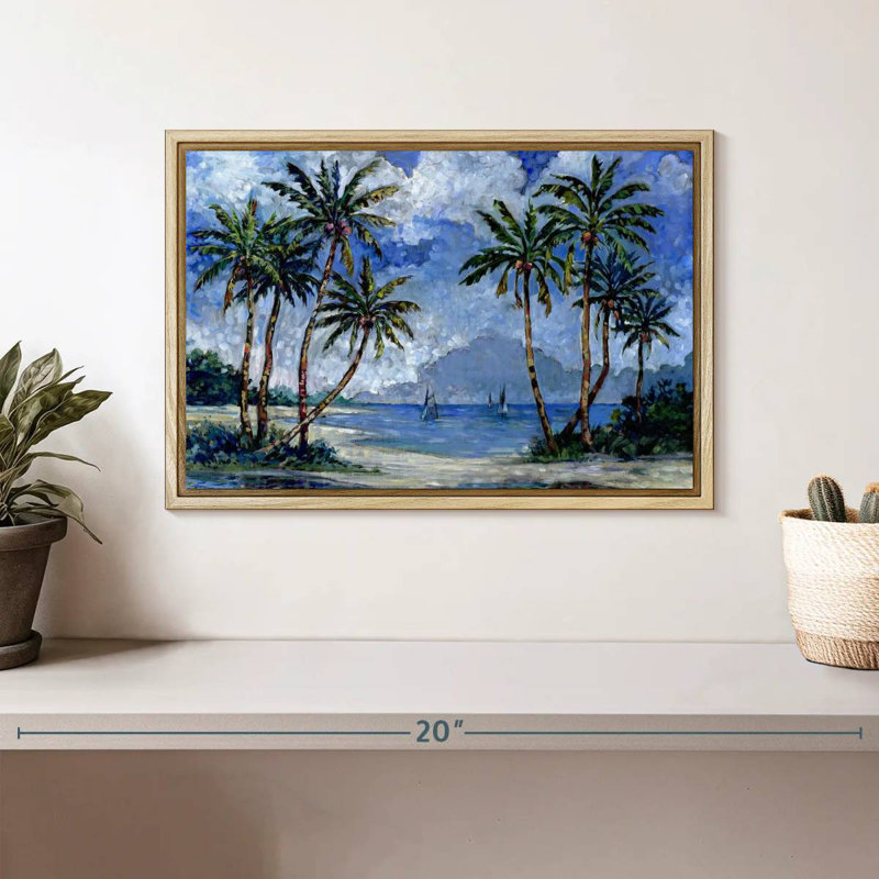 Impressions of Palms II, Cadre flottant en bois naturel, 13 po x 9 po