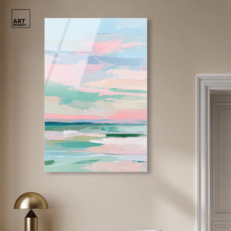 «Blush Ocean II», reproduction d'art acrylique pastel par Art Remedy, H 45 po x l 30 po
