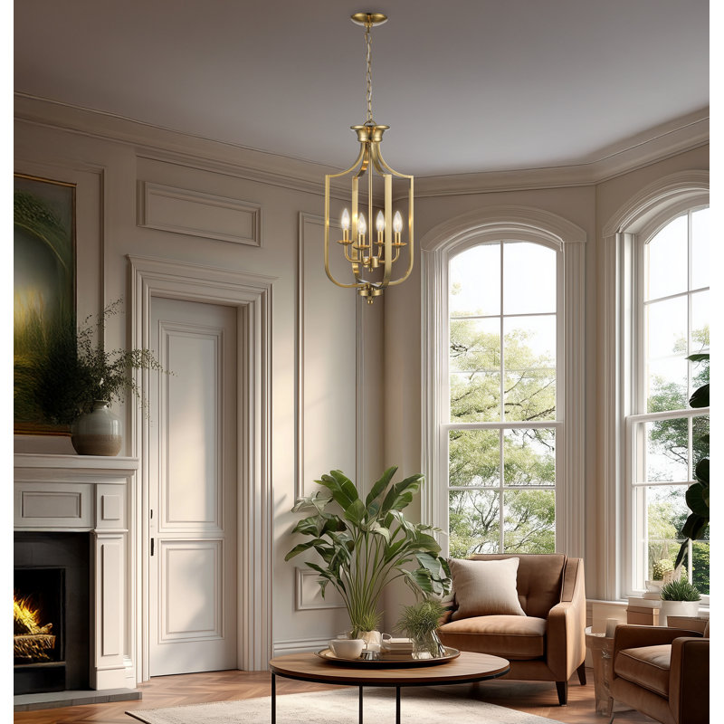 4-Light Chandelier, Antique Gold, Small