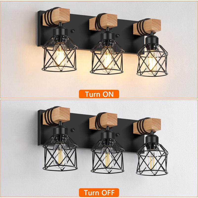 Dimmable Vanity Light, 3 Lights, Black