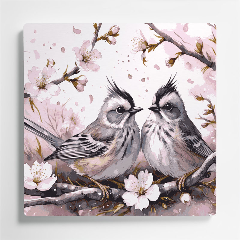 Oiseau touffeté à oiseaux, art mural en métal beige, H 32 po x l 32 po