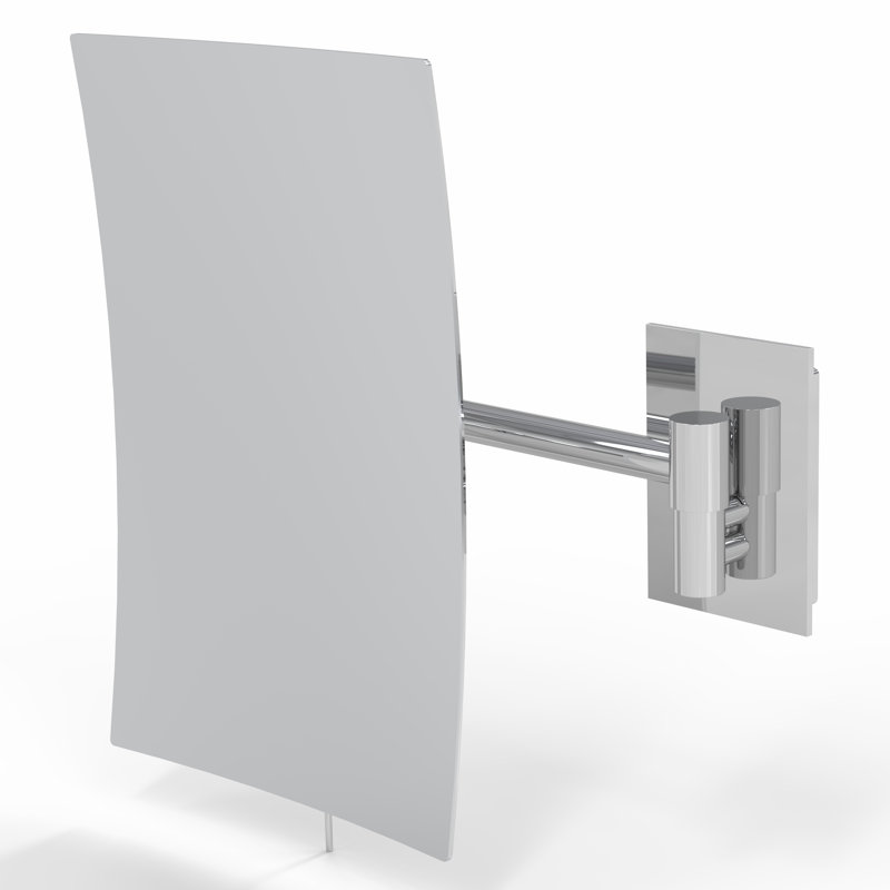 Chrome Minimalist Rectangular Wall Mounted Magnifying Mirror