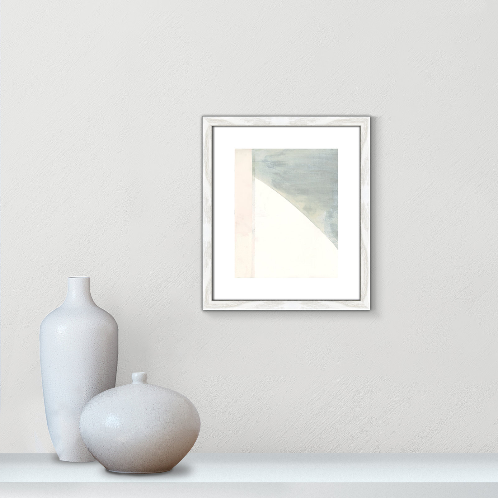 Alexandria "In Neutral I" Painting by Cartissi, White Wood Framed Paper, 15" H x 13" W x 0.75" D