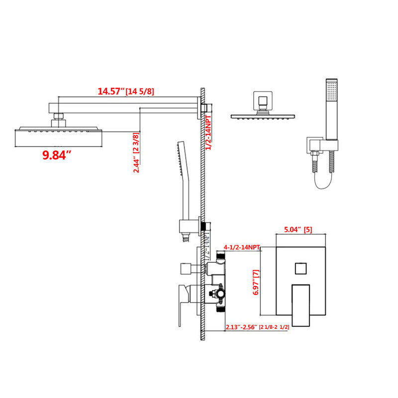All-In-One Kit with Rough in-Valve, Gold