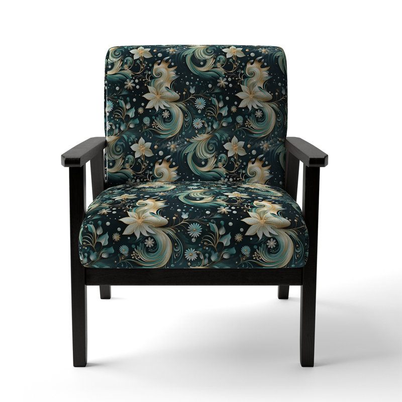Fauteuil d'appoint rembourré bohème et éclectique Modern Sea Paisley Spirals