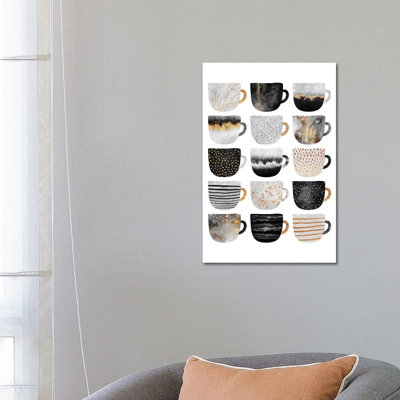 Pretty Coffee Cups III by Elisabeth Fredriksson - Wrapped Canvas Painting