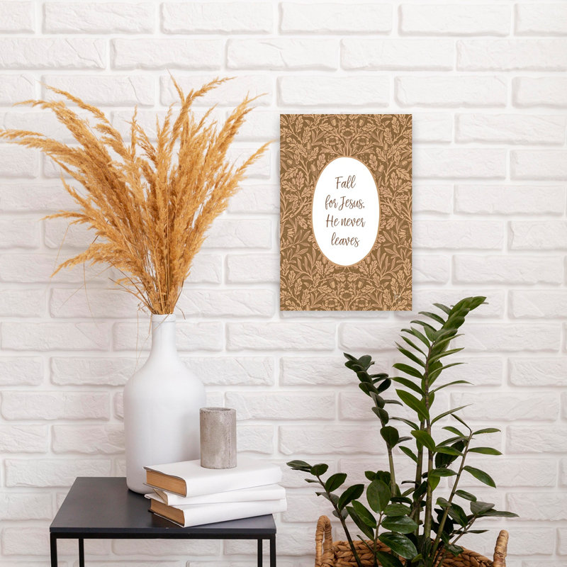 «Fall For Jesus», art mural abstrait contemporain d'automne, H 18 po x l 12 po