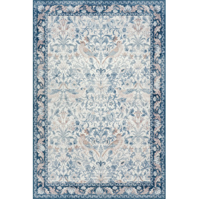  Audessa Floral & Paisley Washable Rug