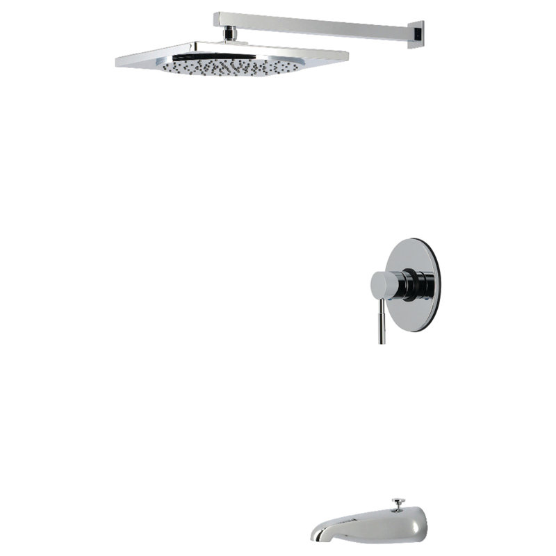 Robinet de baignoire et douche à pression équilibrée à poignée simple Kingston Brass Concord, Chrome poli