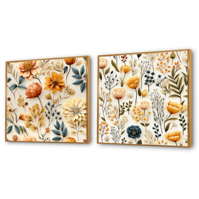 Corentin - Ensemble de 2 collages carrés botaniques abstraits